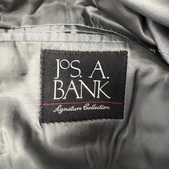 JoS A Bank Signature Mens Suit Jacket Sz 42L Wool Gray Charcoal Check Sport Coat - Picture 4 of 8